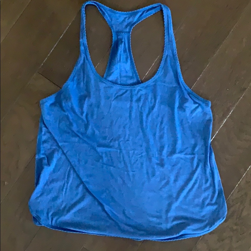 Lululemon Blue Racerback Tank Top stripe scallop